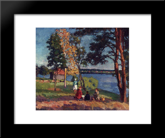 Bank Of The Neva. Evening 20x24 Black Modern Wood Framed Art Print Poster by Mashkov, Ilya