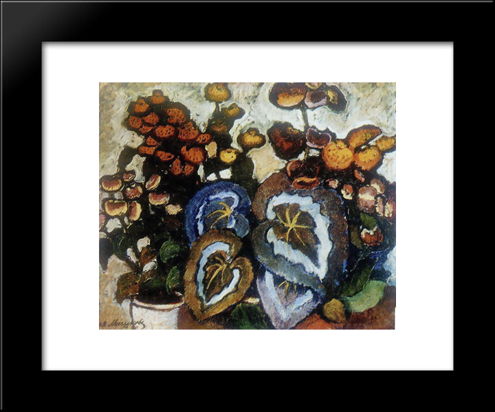 Begonias 20x24 Black Modern Wood Framed Art Print Poster by Mashkov, Ilya