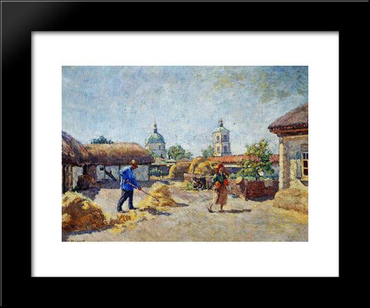 Courtyard In The Village Mikhailovskaya 20x24 Black Modern Wood Framed Art Print Poster by Mashkov, Ilya