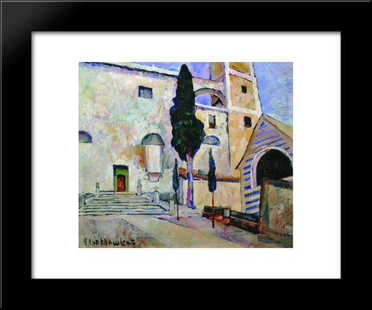 Cypress In The Cathedral Walls. Italy 20x24 Black Modern Wood Framed Art Print Poster by Mashkov, Ilya