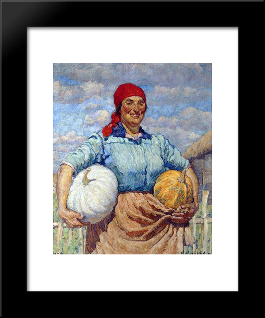 Farmer With Pumpkins 20x24 Black Modern Wood Framed Art Print Poster by Mashkov, Ilya