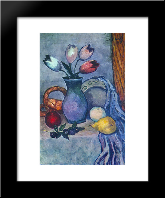 Fruits And Tulips 20x24 Black Modern Wood Framed Art Print Poster by Mashkov, Ilya