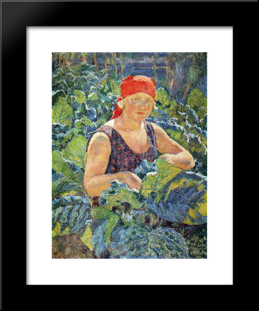 Girl On The Tobacco Plantations 20x24 Black Modern Wood Framed Art Print Poster by Mashkov, Ilya