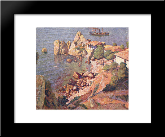 Gurzuf. Views Of The Chekhov'S House And The Beach 20x24 Black Modern Wood Framed Art Print Poster by Mashkov, Ilya