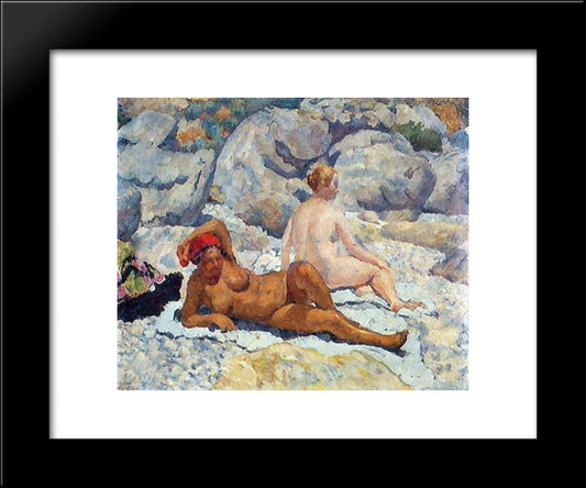 Gurzuf. Women'S Beach 20x24 Black Modern Wood Framed Art Print Poster by Mashkov, Ilya