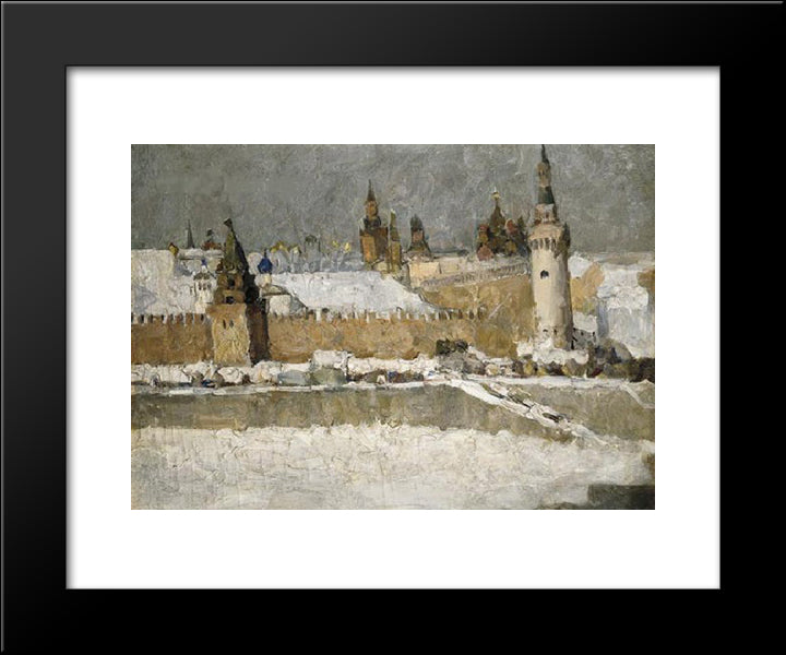 Kremlin In Winter 20x24 Black Modern Wood Framed Art Print Poster by Mashkov, Ilya