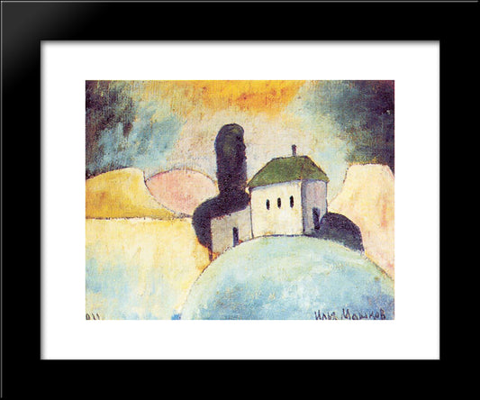 Landscape With A House 20x24 Black Modern Wood Framed Art Print Poster by Mashkov, Ilya