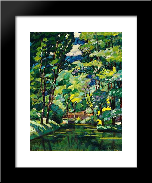 Landscape With A Pond 20x24 Black Modern Wood Framed Art Print Poster by Mashkov, Ilya