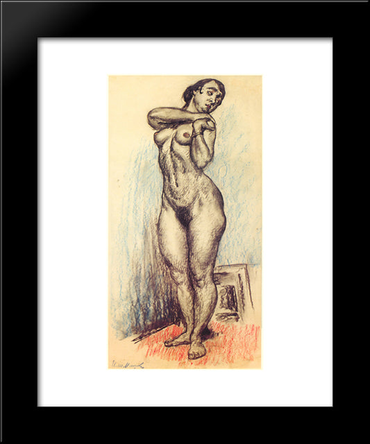 Nude Standing And Resting Her Hands On Her Left Shoulder 20x24 Black Modern Wood Framed Art Print Poster by Mashkov, Ilya