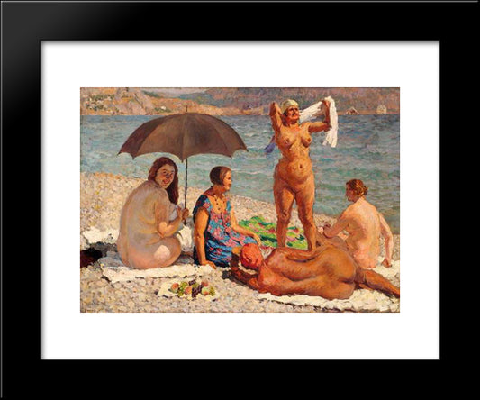 On The Beach. Gurzuf 20x24 Black Modern Wood Framed Art Print Poster by Mashkov, Ilya