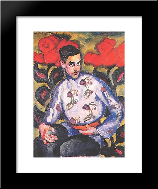 Portrait Of A Boy In A Coloured Shirt 20x24 Black Modern Wood Framed Art Print Poster by Mashkov, Ilya