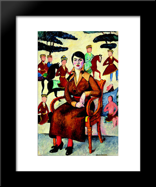 Portrait Of A Lady In A Chair 20x24 Black Modern Wood Framed Art Print Poster by Mashkov, Ilya