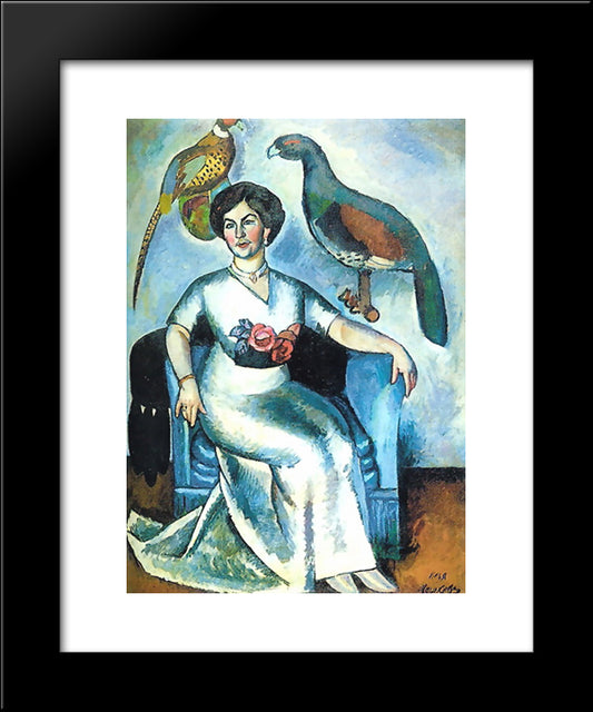 Portrait Of A Lady With Pheasants 20x24 Black Modern Wood Framed Art Print Poster by Mashkov, Ilya