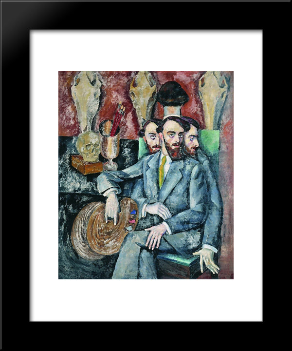 Portrait Of The Artist A. Milman 20x24 Black Modern Wood Framed Art Print Poster by Mashkov, Ilya