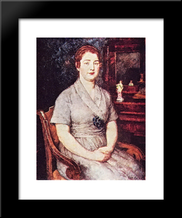 Portrait Of The Artist'S Wife Maria Ivanovna Mashkova 20x24 Black Modern Wood Framed Art Print Poster by Mashkov, Ilya