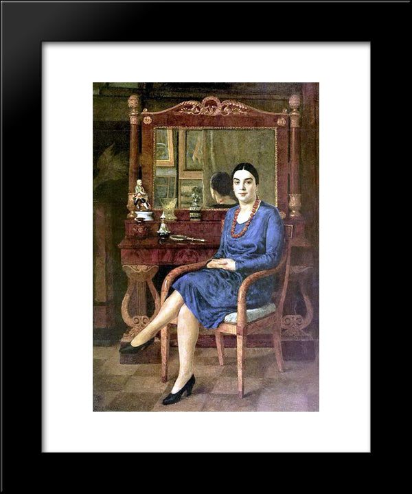 Portrait Of Z.D.R. (Lady In Blue) 20x24 Black Modern Wood Framed Art Print Poster by Mashkov, Ilya