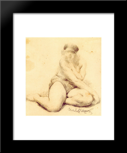 Seated Nude, Putting His Hand On Her Thigh 20x24 Black Modern Wood Framed Art Print Poster by Mashkov, Ilya