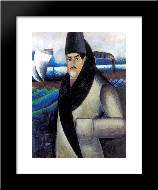 Self-Portrait 20x24 Black Modern Wood Framed Art Print Poster by Mashkov, Ilya