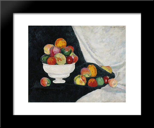 Still Life. Apples 20x24 Black Modern Wood Framed Art Print Poster by Mashkov, Ilya