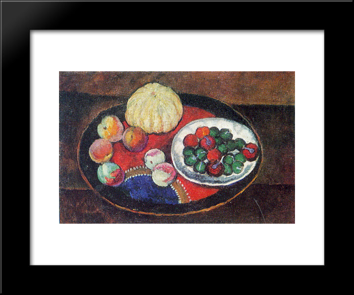 Still Life. Fruits 20x24 Black Modern Wood Framed Art Print Poster by Mashkov, Ilya