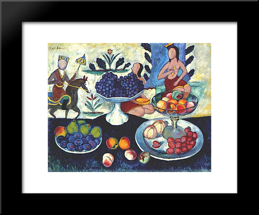 Still Life Of Fruit 20x24 Black Modern Wood Framed Art Print Poster by Mashkov, Ilya