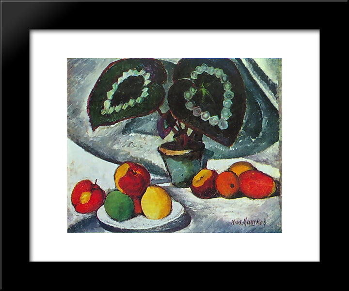 Still Life With Begonias 20x24 Black Modern Wood Framed Art Print Poster by Mashkov, Ilya