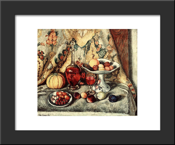 Still Life With Brocade 20x24 Black Modern Wood Framed Art Print Poster by Mashkov, Ilya