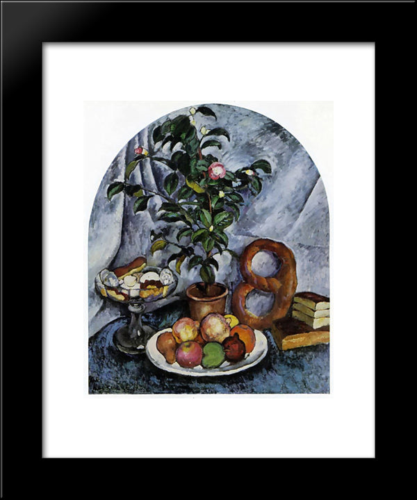 Still Life With Camellia 20x24 Black Modern Wood Framed Art Print Poster by Mashkov, Ilya