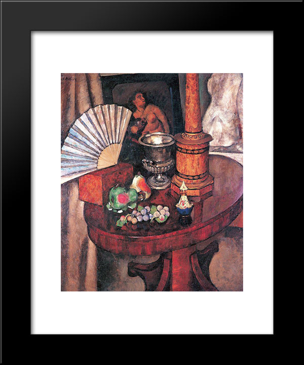 Still Life With Fan 20x24 Black Modern Wood Framed Art Print Poster by Mashkov, Ilya