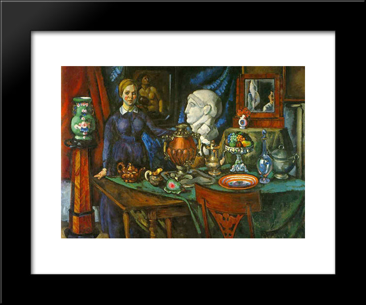 Still Life With Female Figure 20x24 Black Modern Wood Framed Art Print Poster by Mashkov, Ilya