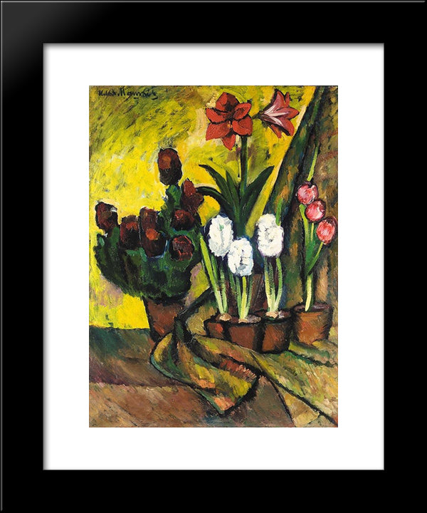 Still Life With Flowers 20x24 Black Modern Wood Framed Art Print Poster by Mashkov, Ilya