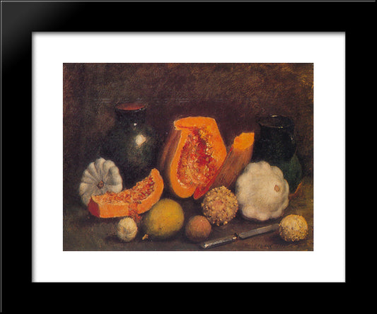 Still Life With Green Jug And The Pumpkin 20x24 Black Modern Wood Framed Art Print Poster by Mashkov, Ilya