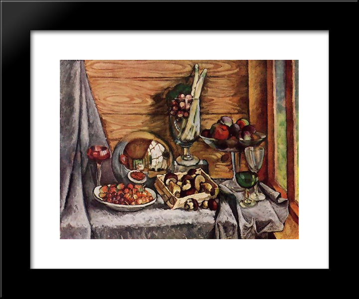 Still Life With Mushrooms 20x24 Black Modern Wood Framed Art Print Poster by Mashkov, Ilya