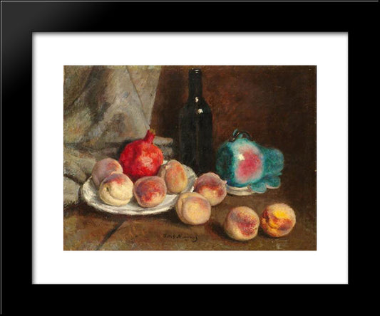 Still Life With Peaches 20x24 Black Modern Wood Framed Art Print Poster by Mashkov, Ilya