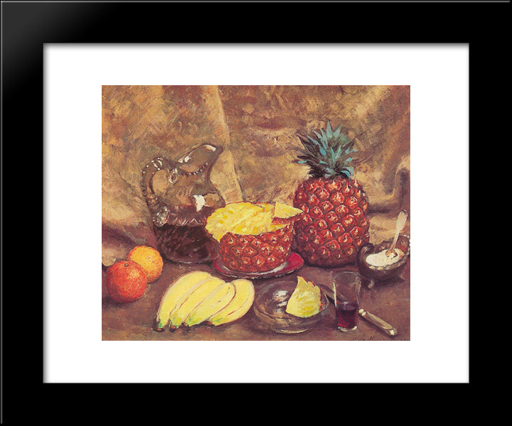 Still Life With Pineapples 20x24 Black Modern Wood Framed Art Print Poster by Mashkov, Ilya