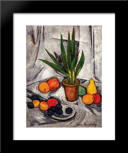 Still Life With Plants And Fruit 20x24 Black Modern Wood Framed Art Print Poster by Mashkov, Ilya