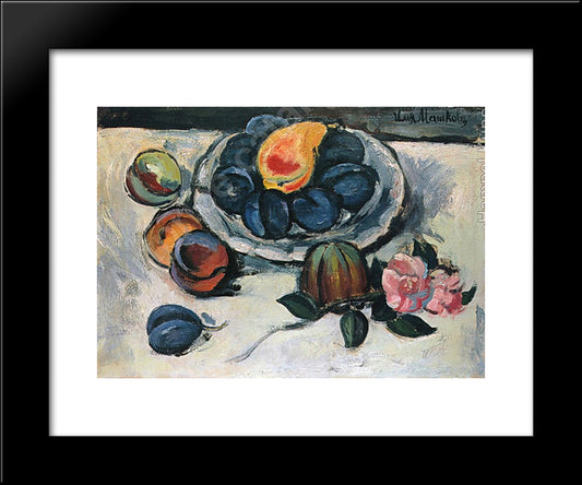 Still Life With Plums 20x24 Black Modern Wood Framed Art Print Poster by Mashkov, Ilya