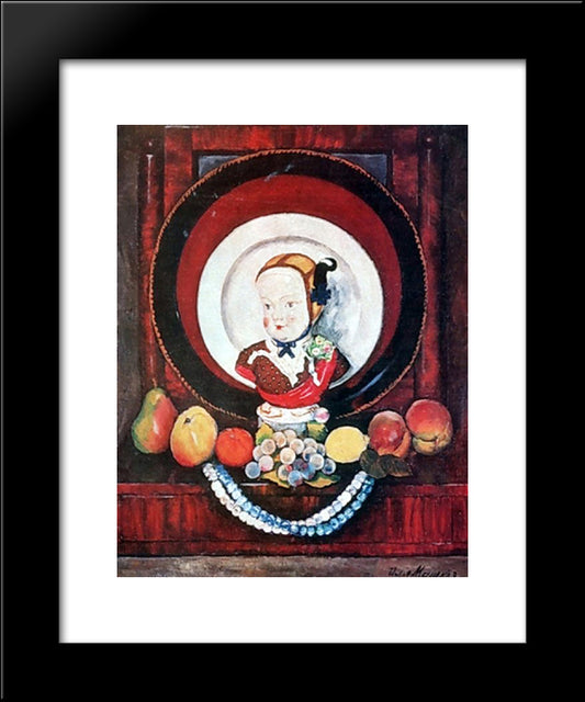 Still Life With Porcelain Doll 20x24 Black Modern Wood Framed Art Print Poster by Mashkov, Ilya