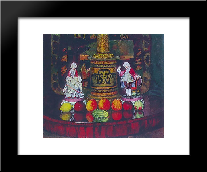 Still Life With Porcelain Figures 20x24 Black Modern Wood Framed Art Print Poster by Mashkov, Ilya