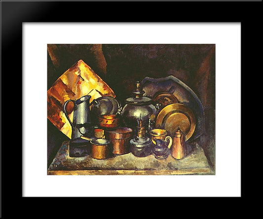 Still Life With Samovar 20x24 Black Modern Wood Framed Art Print Poster by Mashkov, Ilya