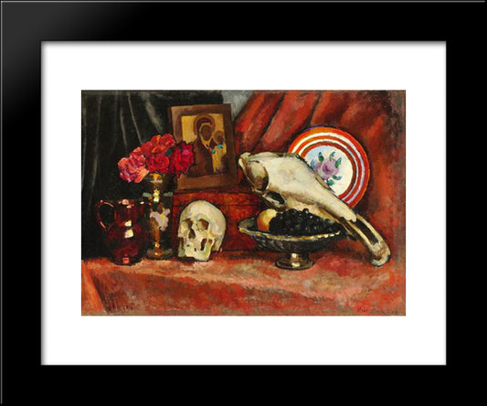 Still Life With Skull 20x24 Black Modern Wood Framed Art Print Poster by Mashkov, Ilya