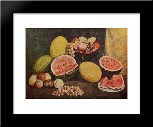 Still Life With Watermelon Sliced 20x24 Black Modern Wood Framed Art Print Poster by Mashkov, Ilya