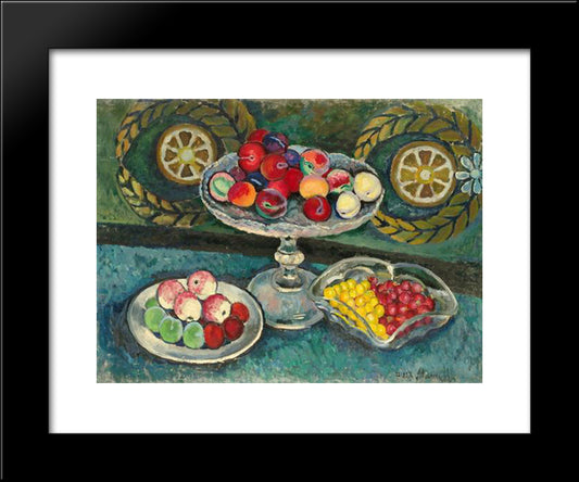 Still Life With Wreaths, Apples And Plums 20x24 Black Modern Wood Framed Art Print Poster by Mashkov, Ilya