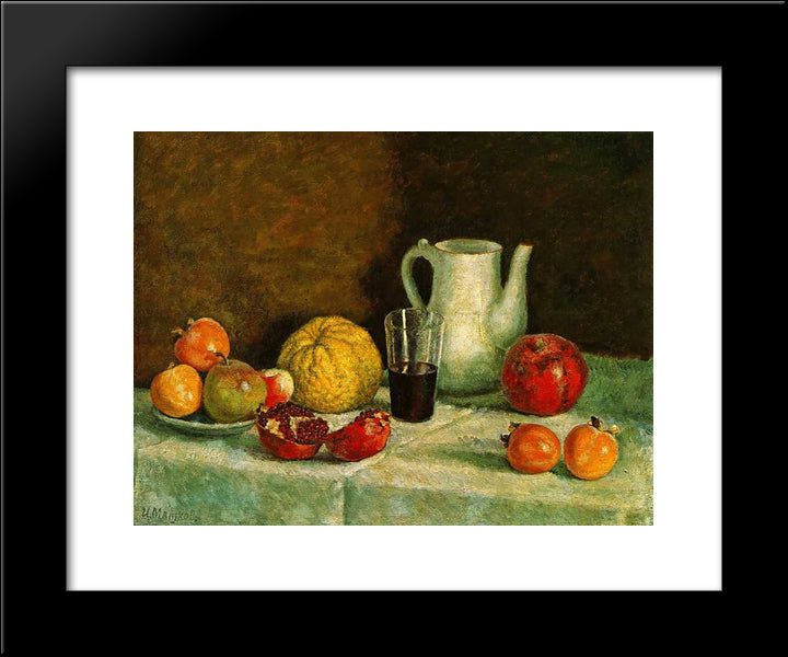 Still-Life With The Broken Pomegranate 20x24 Black Modern Wood Framed Art Print Poster by Mashkov, Ilya