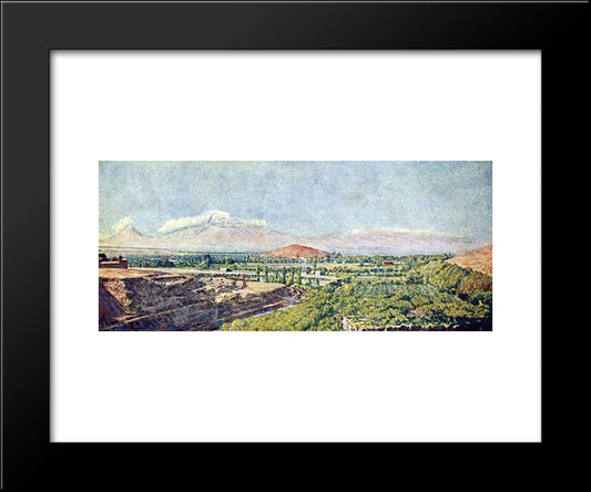 View Of The Valley Ararat 20x24 Black Modern Wood Framed Art Print Poster by Mashkov, Ilya
