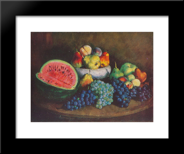 Watermelon And Grapes 20x24 Black Modern Wood Framed Art Print Poster by Mashkov, Ilya