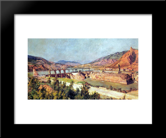 Zages. Dam On The Kura River And Highway Of Georgian Military Road 20x24 Black Modern Wood Framed Art Print Poster by Mashkov, Ilya