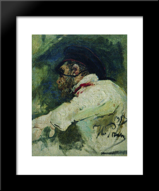 A Man In White Jacket 20x24 Black Modern Wood Framed Art Print Poster by Repin, Ilya