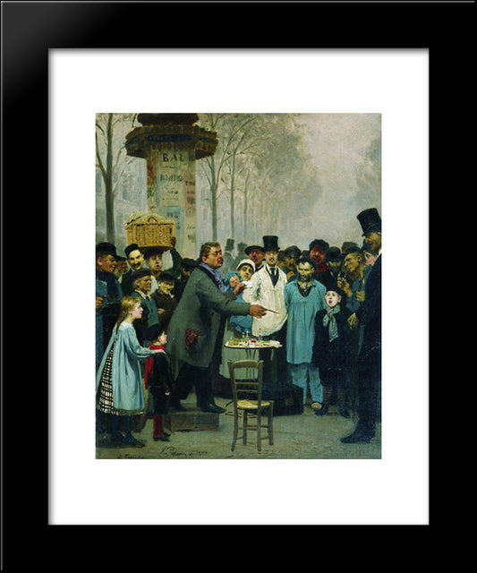 A Newspaper Seller In Paris 20x24 Black Modern Wood Framed Art Print Poster by Repin, Ilya