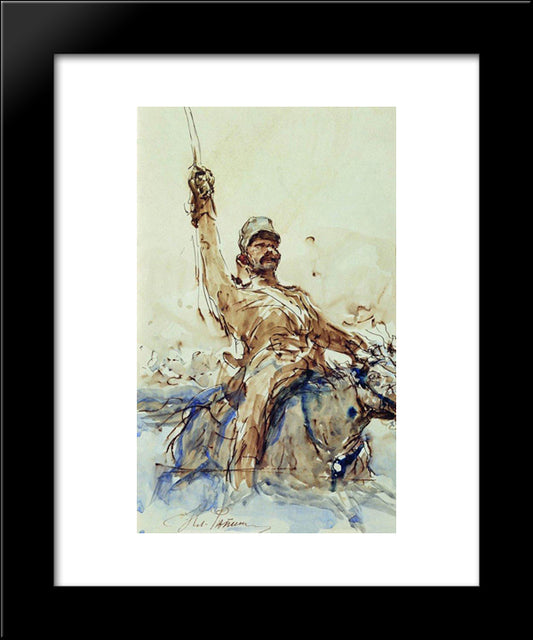 A Rider 20x24 Black Modern Wood Framed Art Print Poster by Repin, Ilya